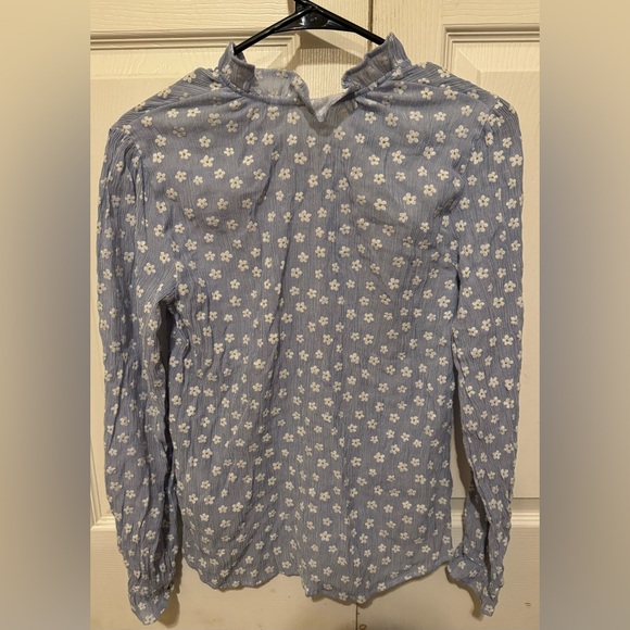 Zara Long Sleeve RufflecuffNeck Embroirdered Boho Daisy Print Blouse S - Picture 4 of 4